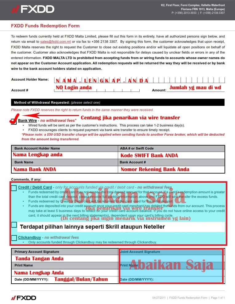 example of withdrawal form